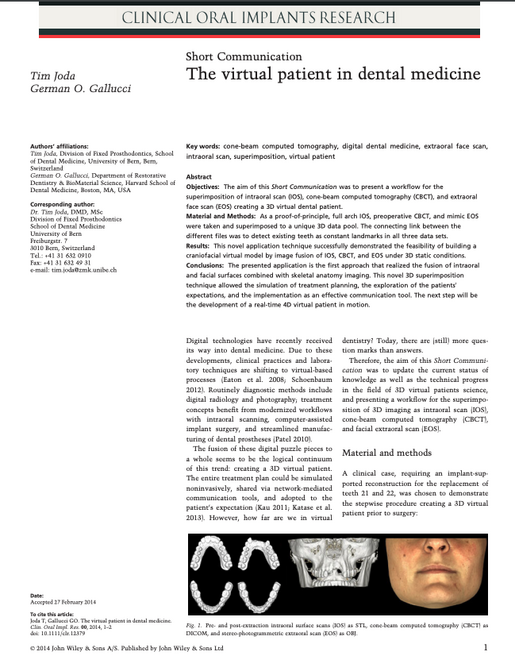 The virtual patient in dental medicine