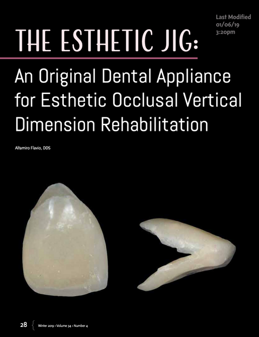 The Esthetic Jig An Original Dental Appliance for Esthetic Occlusal Vertical Dimension Rehabilitation