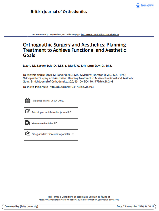 Orthognathic Surgery and Aesthetics Planning Treatment to Achieve Functional and Aesthetic Goals