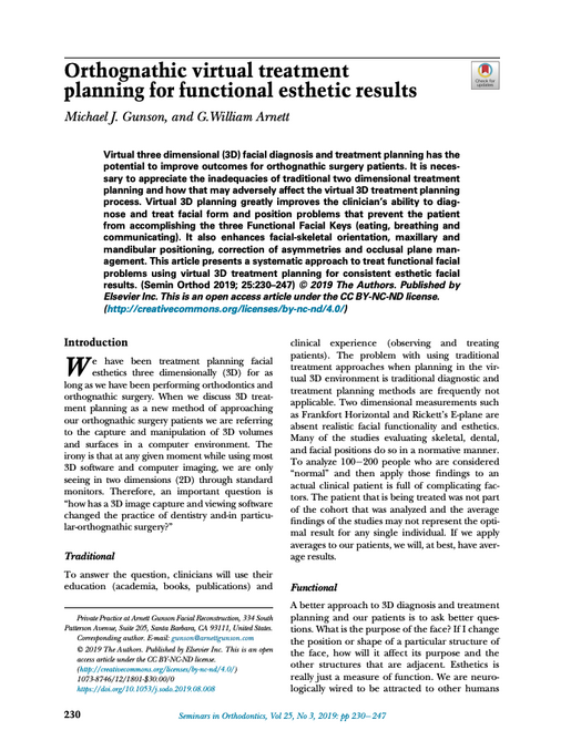 Orthognathic virtual treatment planning for functional esthetic results