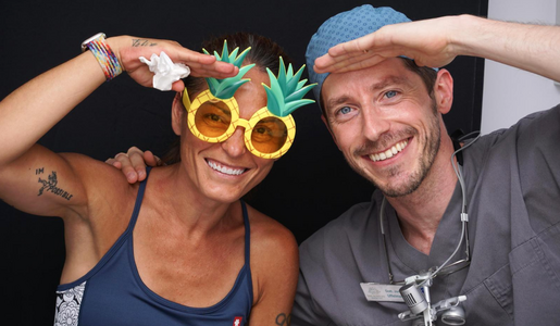 Dr Uffelmann with a patient at San Rossore Dental Unit