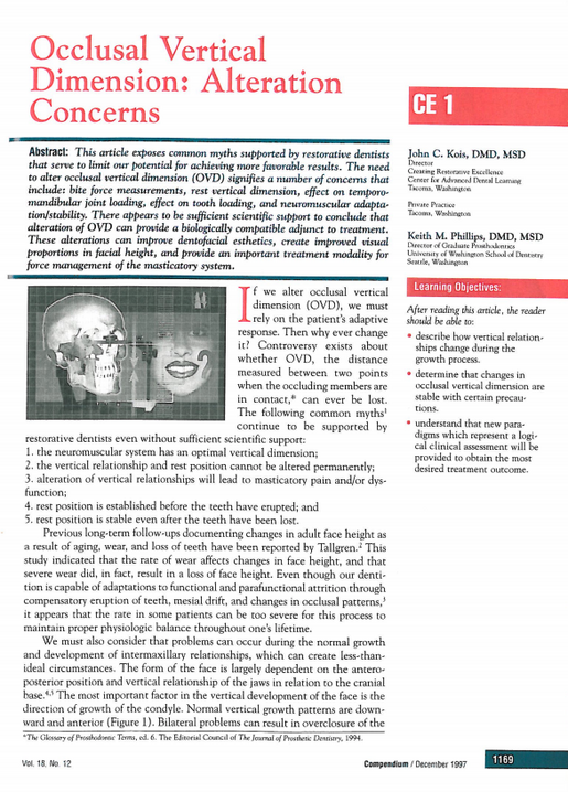 Occlusal Vertical Dimension Alteration Concerns
