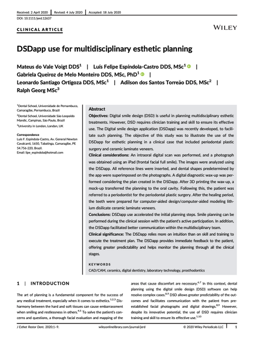 DS Dapp use for multidisciplinary esthetic planning