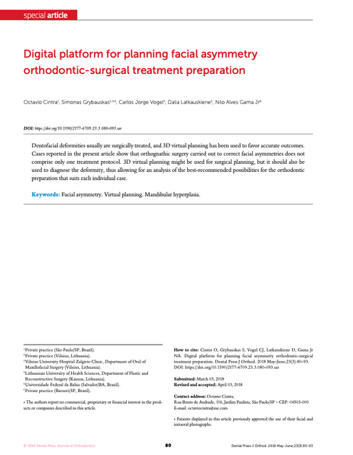 Digital platform for planning facial asymmetry orthodontic surgical treatment preparation