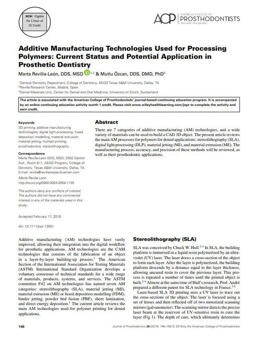 Additive Manufacturing Technologies Used for Processing