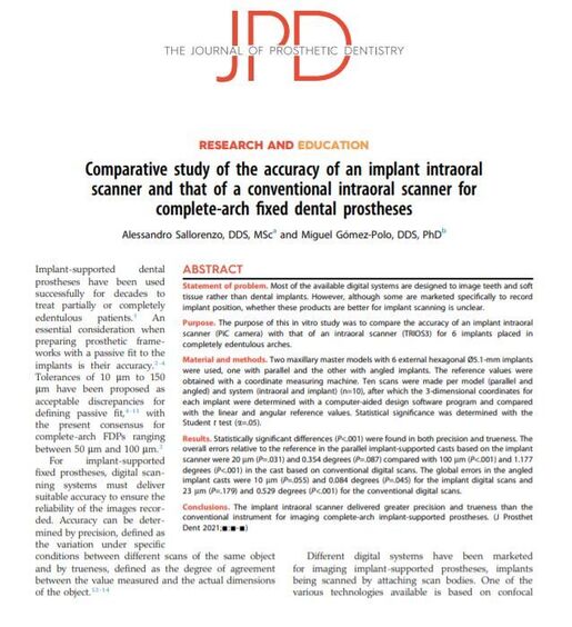 Comparative study of the accuracy of an implant intraoral
