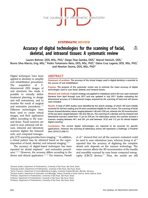 Accuracy of digital technologies for the scanning