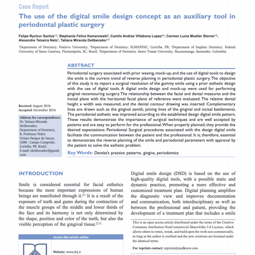The use of the digital smile design concept as an auxiliary tool in periodontal plastic surgery