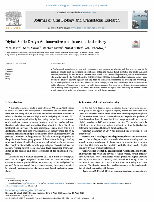 Digital Smile Design An innovative tool in aesthetic dentistry