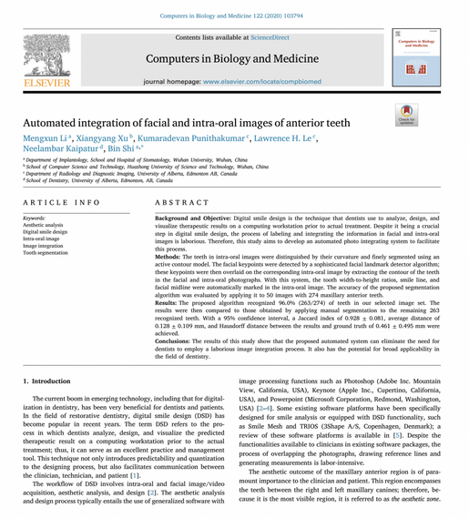 Automated integration of facial and intra oral images of anterior teeth