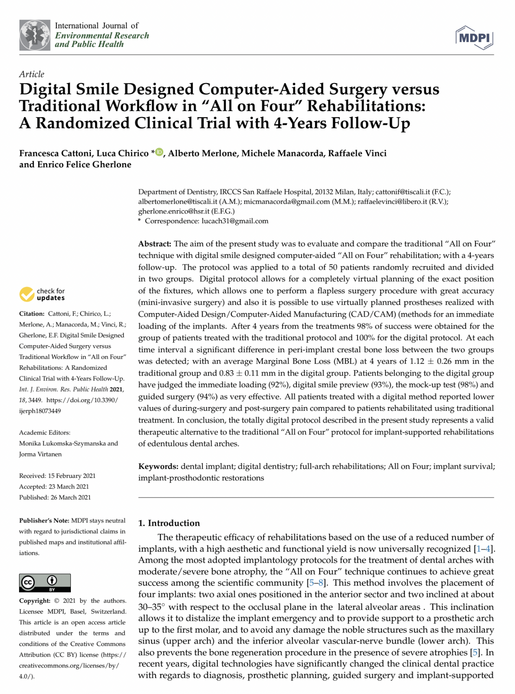 Digital Smile Designed Computer Aided Surgery versus Traditional Workflow in All on Four Rehabilitations
