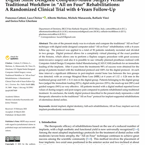 Digital Smile Designed Computer Aided Surgery versus Traditional Workflow in All on Four Rehabilitations