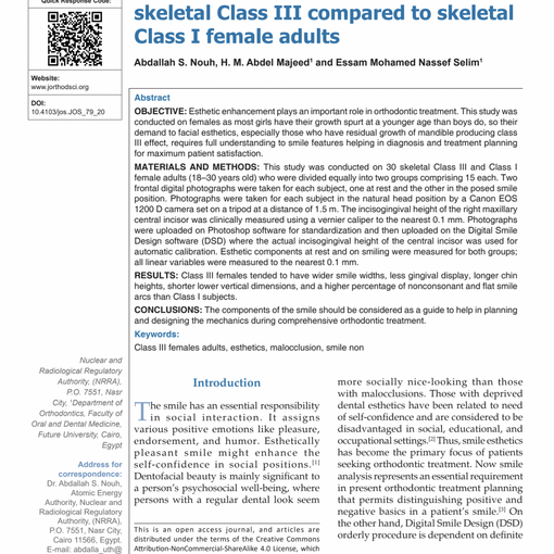 Evaluation of smile characteristics