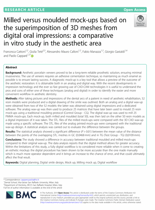 Milled versus moulded mock ups
