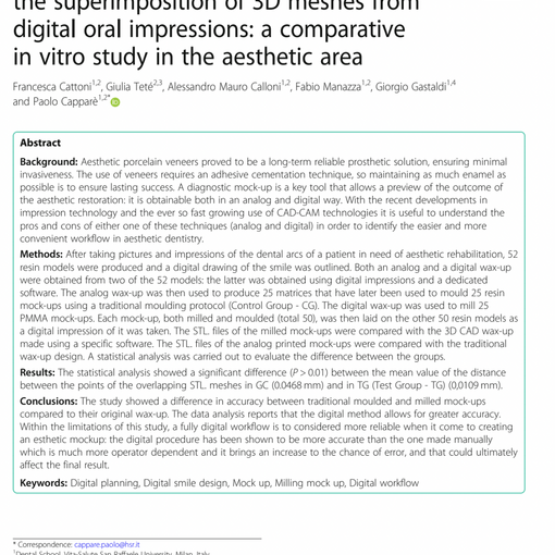 Milled versus moulded mock ups