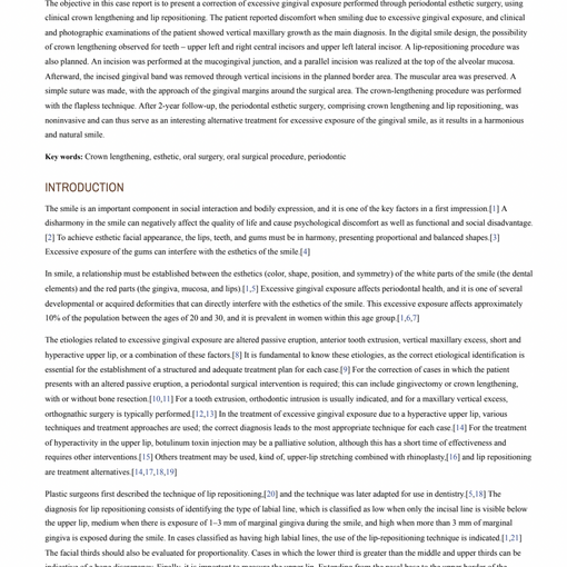 Periodontal esthetic surgery to improve a natural smile
