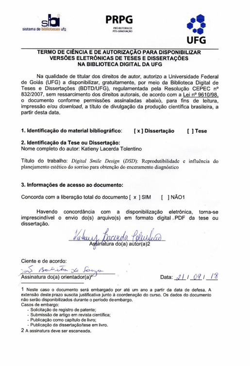 REPRODUTIBILIDADE E INFLUÊ NCIA DO PLANEJAMENTO ESTÉ TIC O DO SORRISO PARA OB TENÇ Ã O DO ENCERAMENTO DIAGNÓ ST ICO