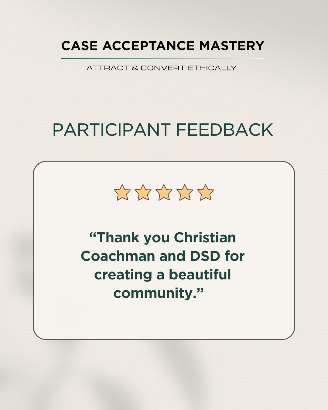 Participant testimonial