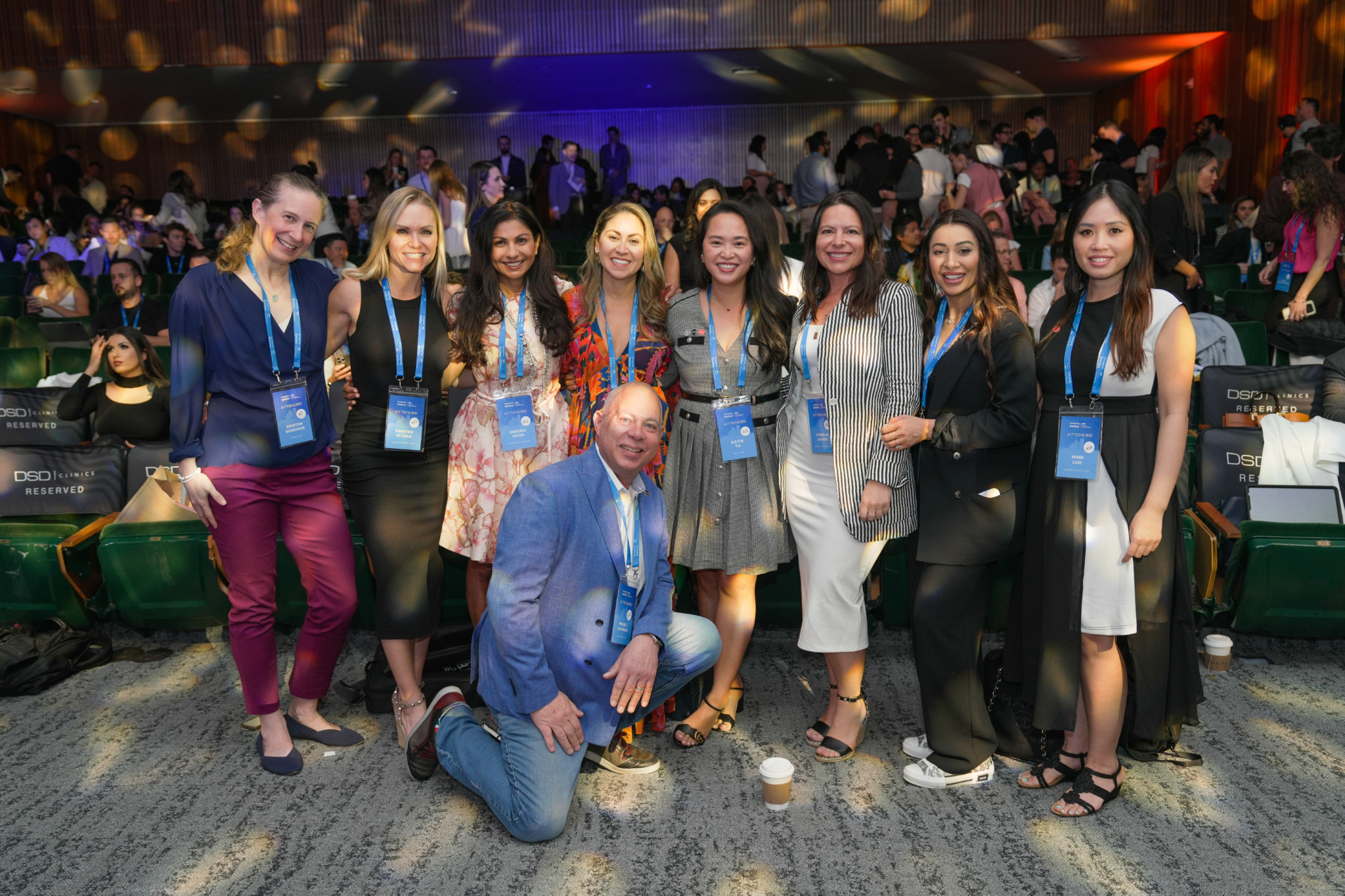 Conference networking with attendees socializing