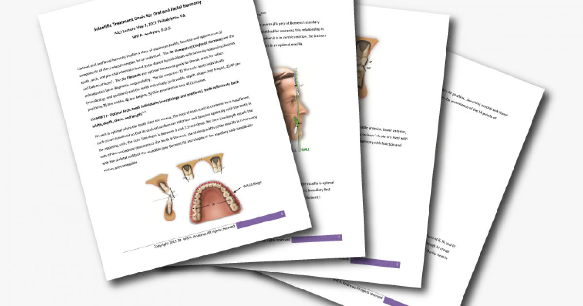 Scientific Treatment Goals for Oral and Facial Harmony